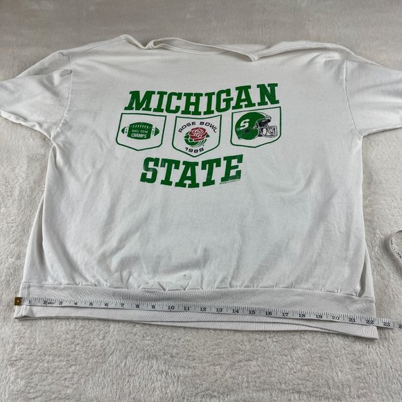 Vintage Michigan State Spartans Rose Bowl 88 Sweatshirt Mens XL White Pullover - Picture 7 of 10